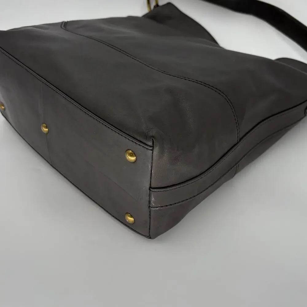 Frye Paige Gray Leather Slouchy Hobo O-Ring Shoulder Bag Purse 34DB397
